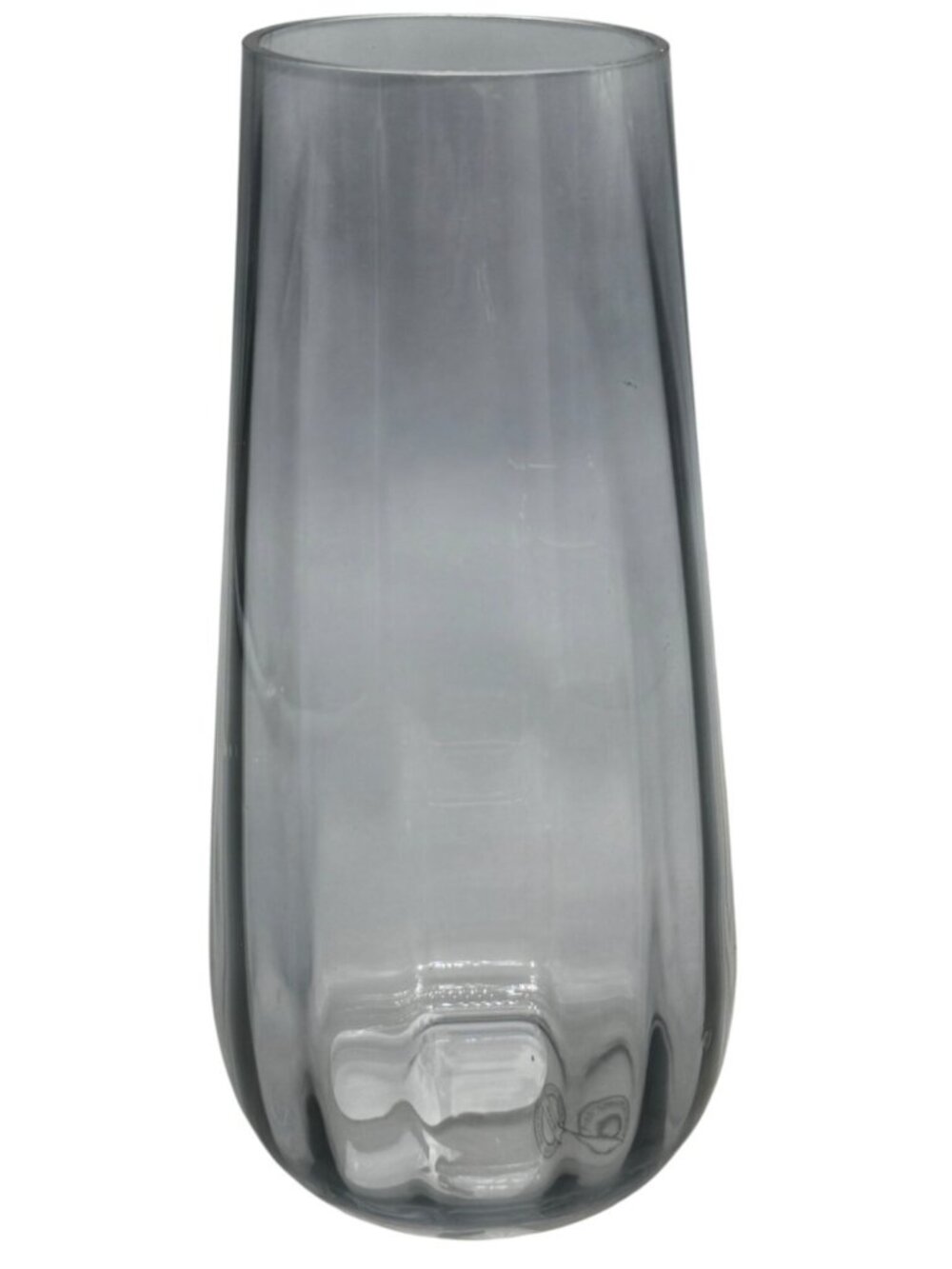 Smoky Glass Vase With Subtle Vertical Lines 10" Height 3" Top Diameter Used READ